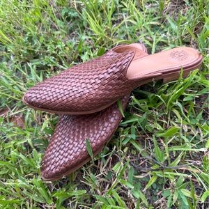 Brown Woven Women's Mules